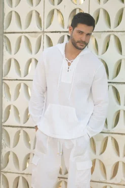 Blanco By Nature Armani Laced Hoodie Pullover Top> Shop Men